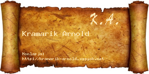Kramarik Arnold névjegykártya